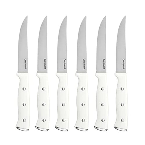 Cuisinart C77WTR-6PSK white steak knife set with triple rivet handles for precise cutting