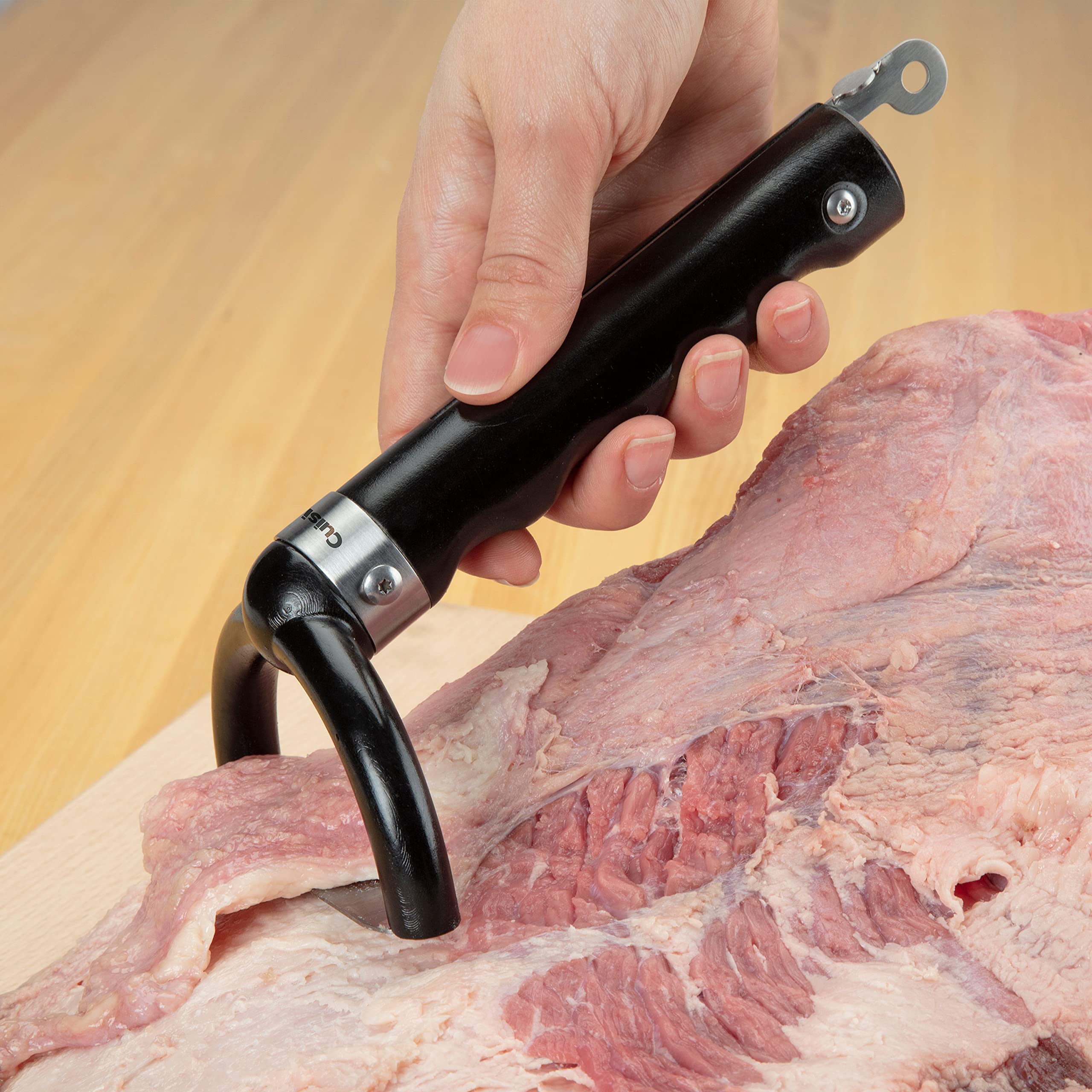 Cuisinart CGK-300 silver skin lifter isolates silver skin from rib meat with ease