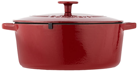 Cuisinart Chef's Classic enameled cast iron round casserole interior, non-reactive surface for flavorful cooking.