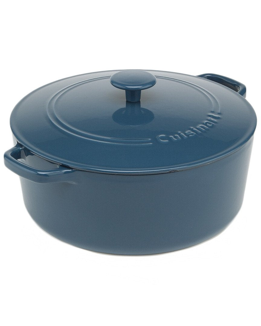 Cuisinart Chef's Classic enameled cast iron casserole in provencial blue, even heat for roasts.