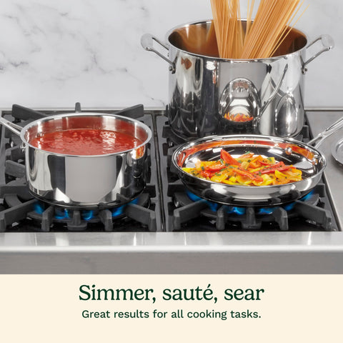 Cuisinart Chef's Classic lids with Flavor Lock for sealed cooking.