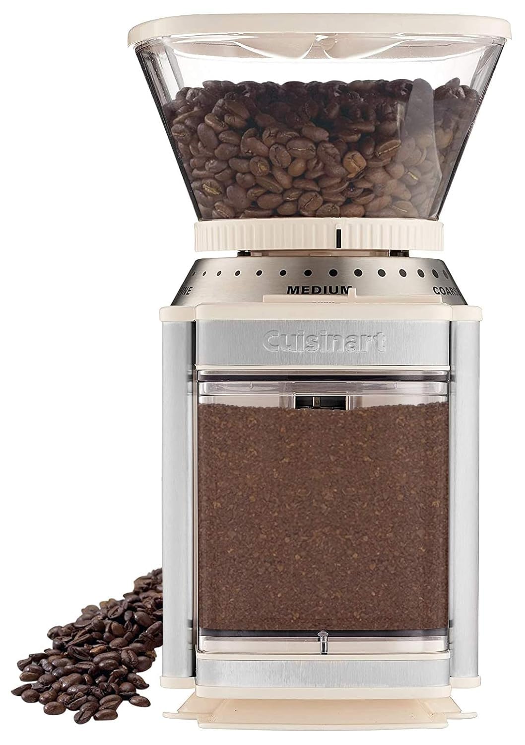 Cuisinart Coffee Grinder shows one-touch grind and timer for easy operation