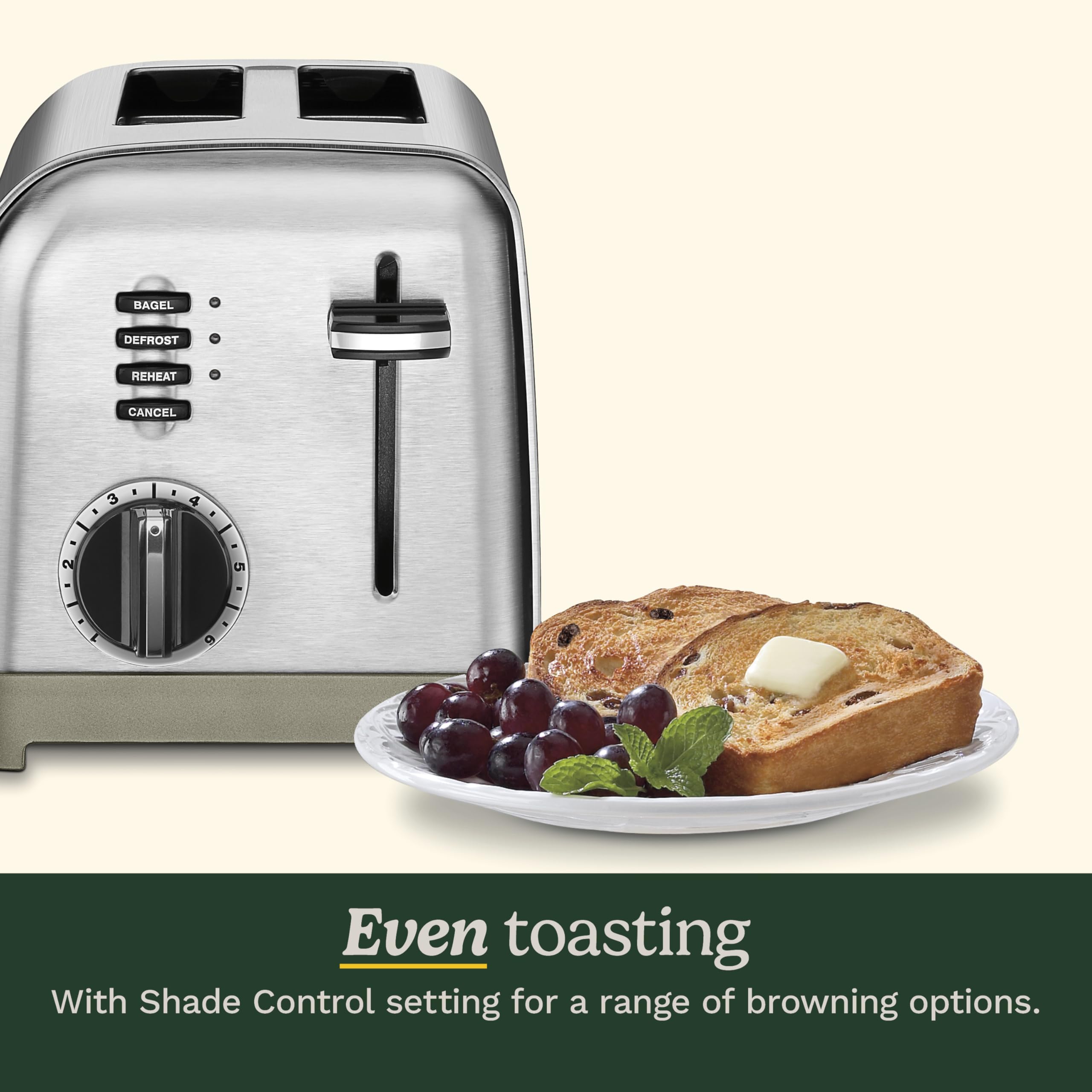 Cuisinart CPT-160 wide 1-1/2 inch slots handle bagels and thick slices.