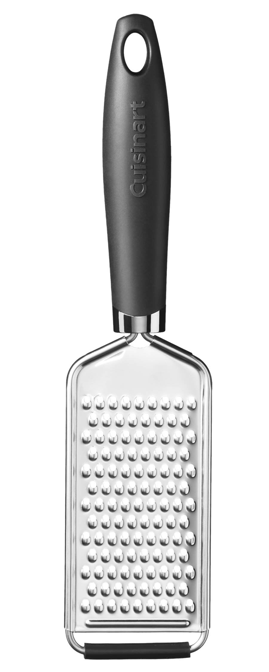Cuisinart Curve Handle Hand Grater in black and silver with ergonomic grip for easy grating and countertop stability.