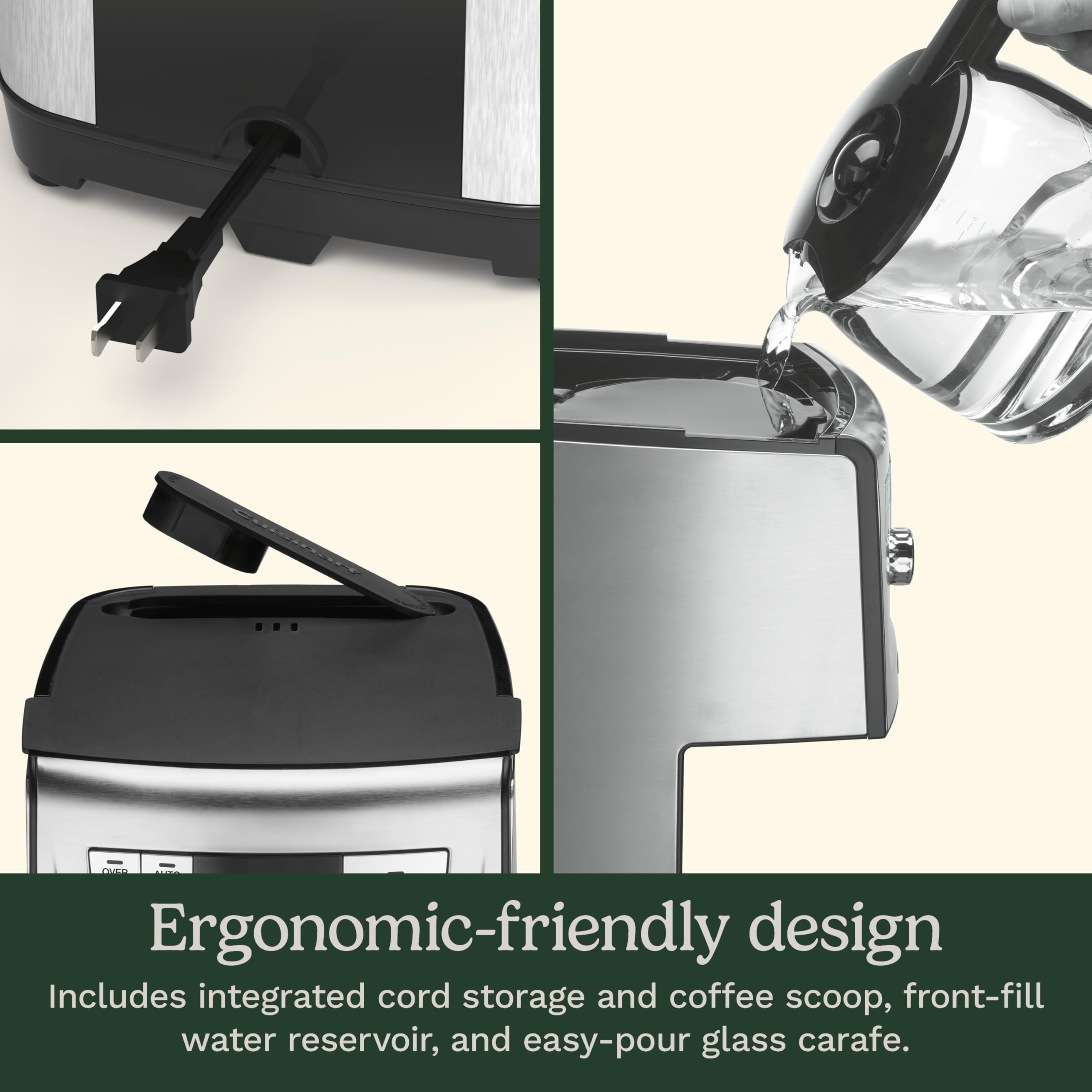 Cuisinart DCC-3500SS over-ice function for refreshing iced coffee.