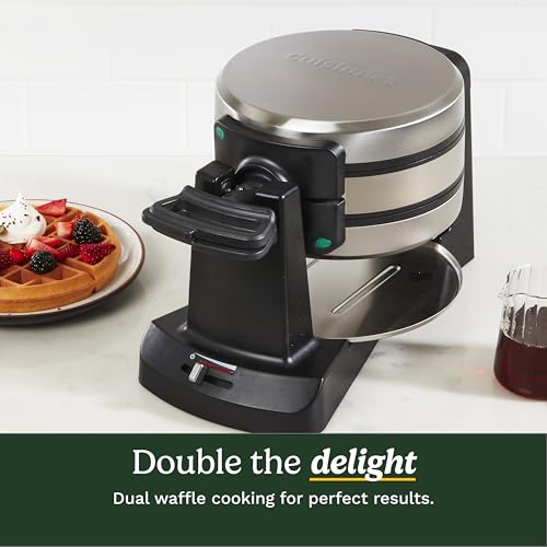 Cuisinart Double Flip waffle maker two waffles cooking at once for efficiency