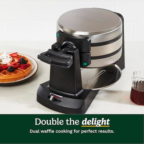 Cuisinart Double Flip waffle maker two waffles cooking at once for efficiency