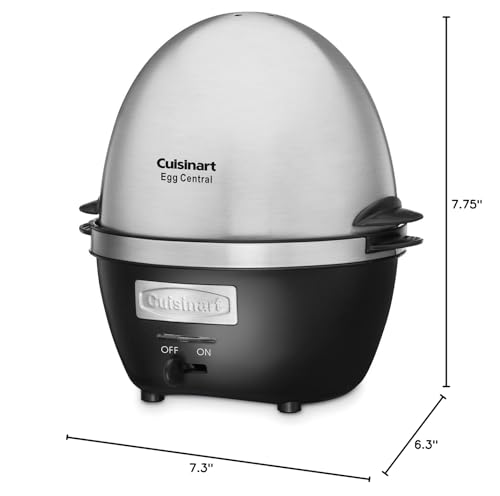 Cuisinart Egg Central brushed stainless lid with LED shows status at a glance.
