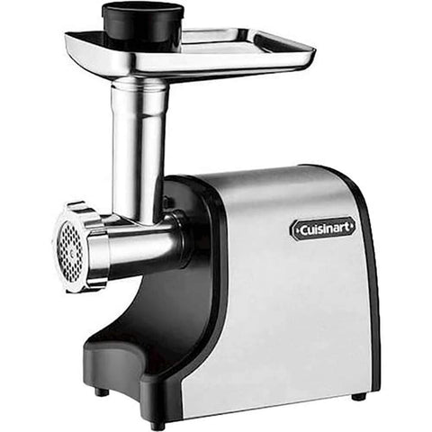 Cuisinart electric meat grinder with motor and controls for efficient grinding.