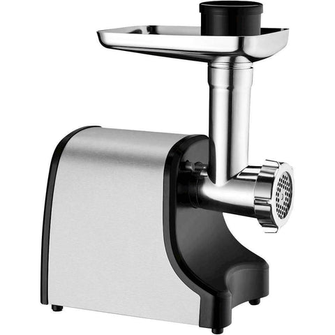Cuisinart electric meat grinder shows a stainless steel body for durability.