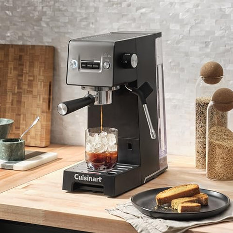 Cuisinart Espresso Bar Slim bottomless portafilter highlighting extraction