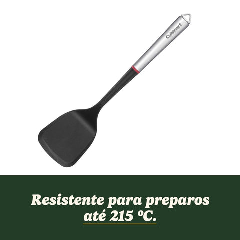 Cuisinart Fusion Proline Solid Turner handle detail, nylon head resists heat up to 400°F.