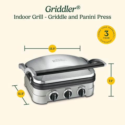 Cuisinart Griddler compact design fits on crowded countertops.