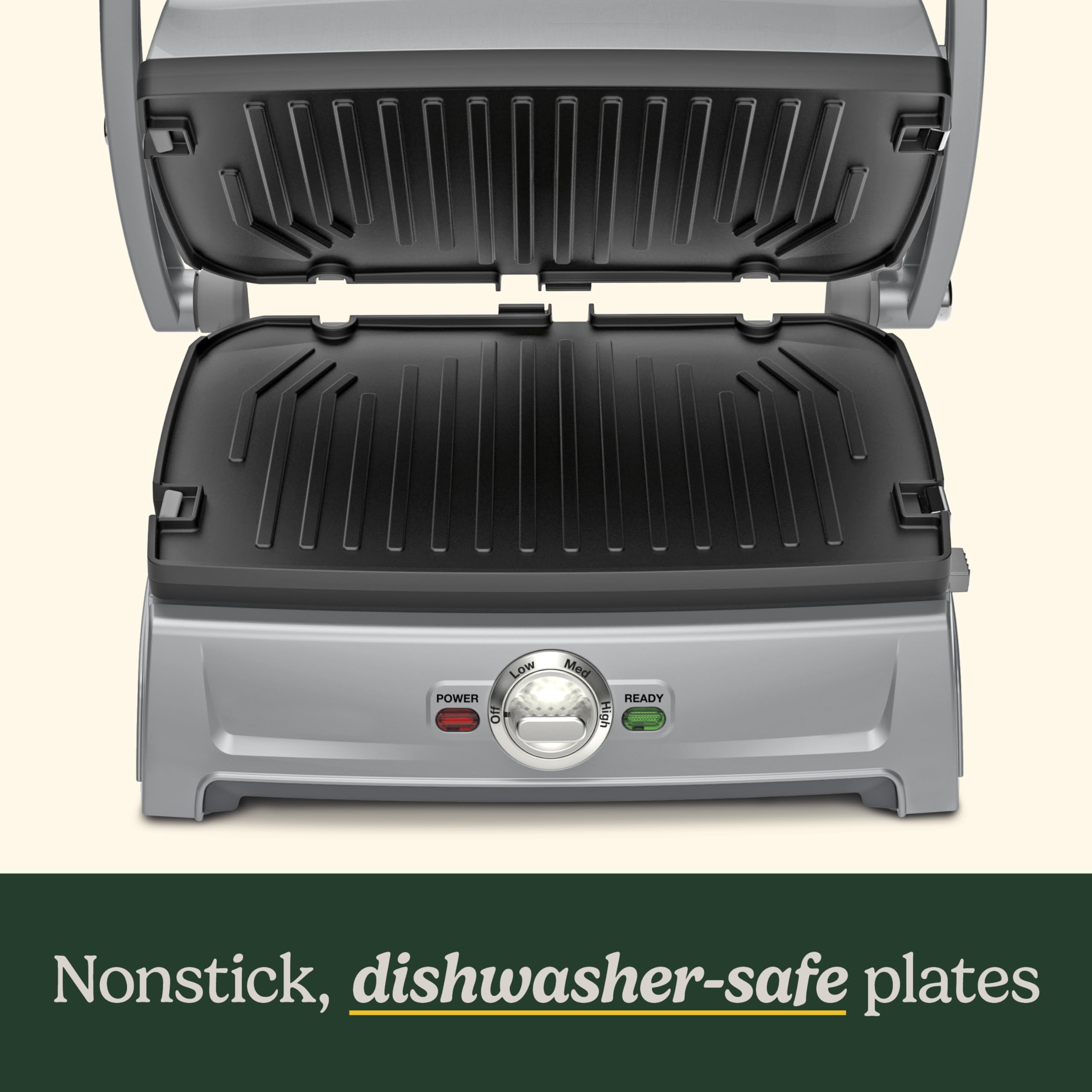 Cuisinart Griddler Compact half grill half griddle for mixed meals.
