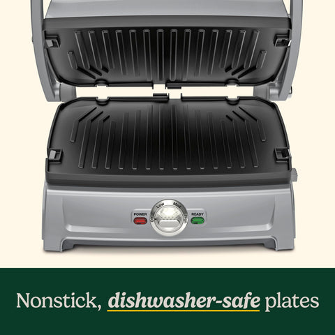 Cuisinart Griddler Compact half grill half griddle for mixed meals.