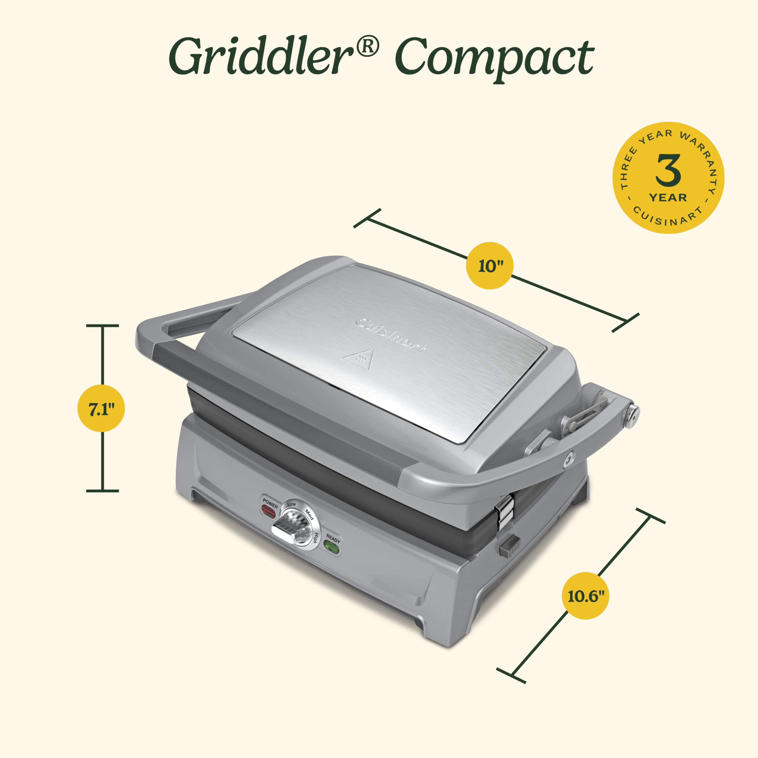 Cuisinart Griddler Compact reversible plates simplify cooking and cleanup.