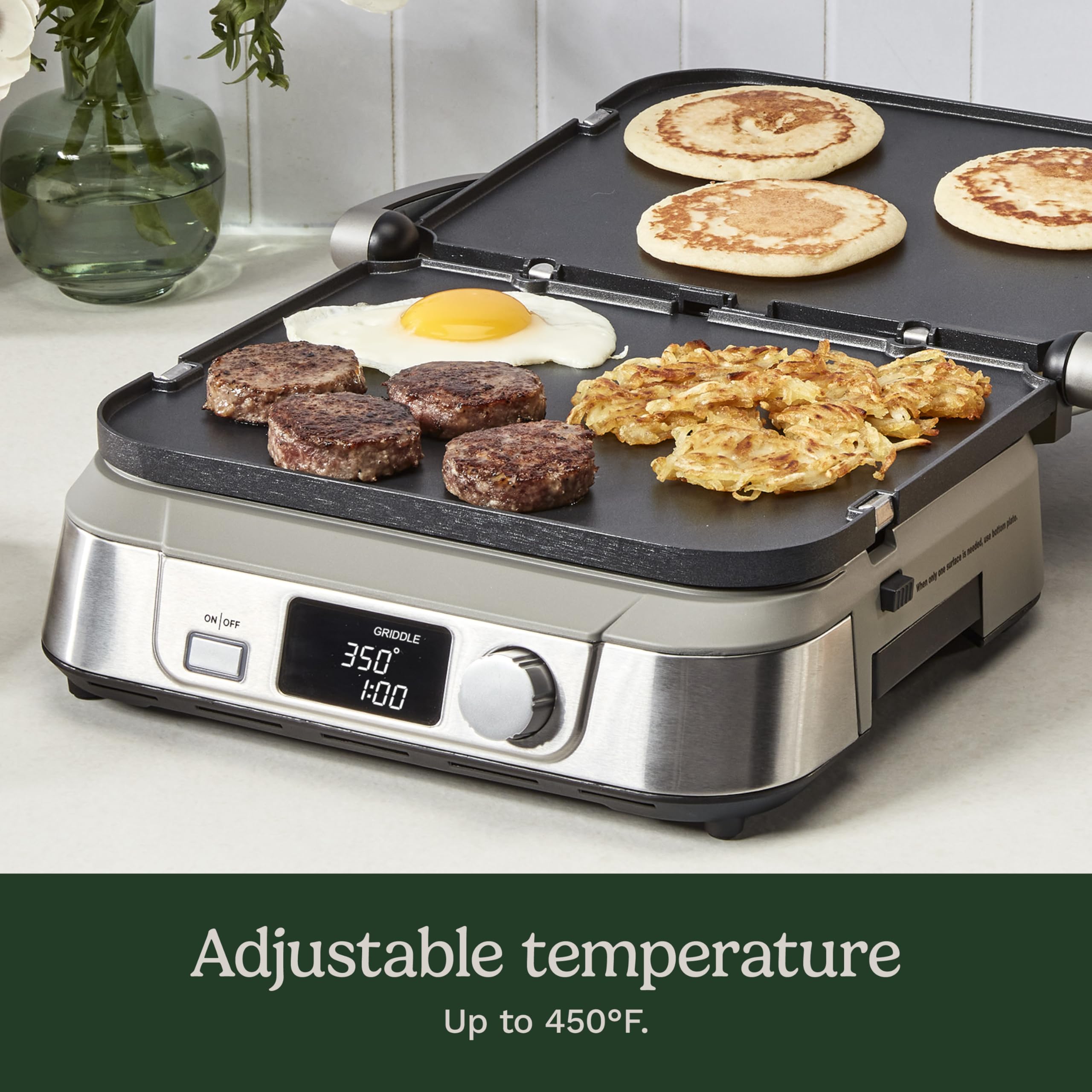 Cuisinart Griddler FIVE removable plates simplify cleaning and mode changes.
