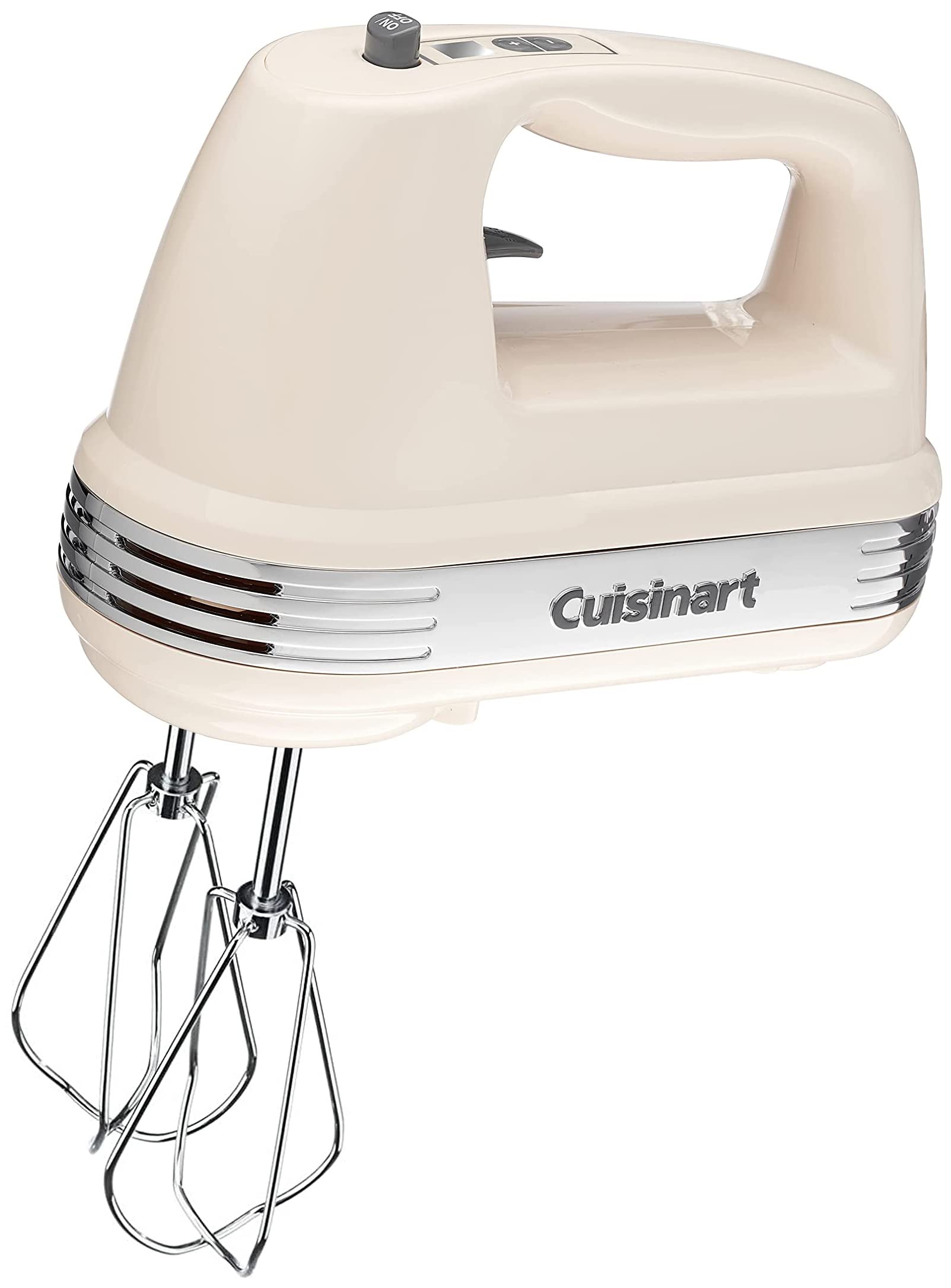 Cuisinart HM-90SCRM SmoothStart feature enables gentle initial mixing to reduce splatter.