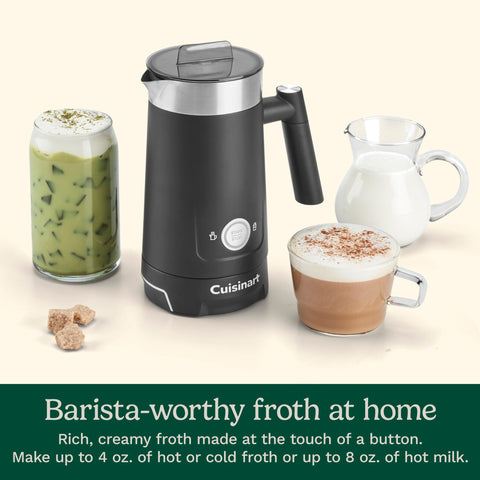 Cuisinart Hot and Cold Foam Frother easy-grip handle for latte art