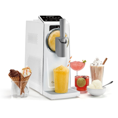 Cuisinart ICE-200 front view with six presets for frozen treats at home.
