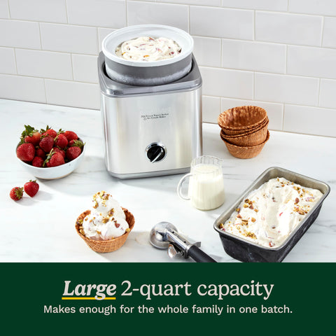 Cuisinart ice cream maker's fully-automatic motor simplifies dessert prep.