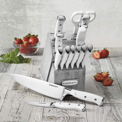 All knives visible in block showcase complete Cuisinart set for versatile cooking.