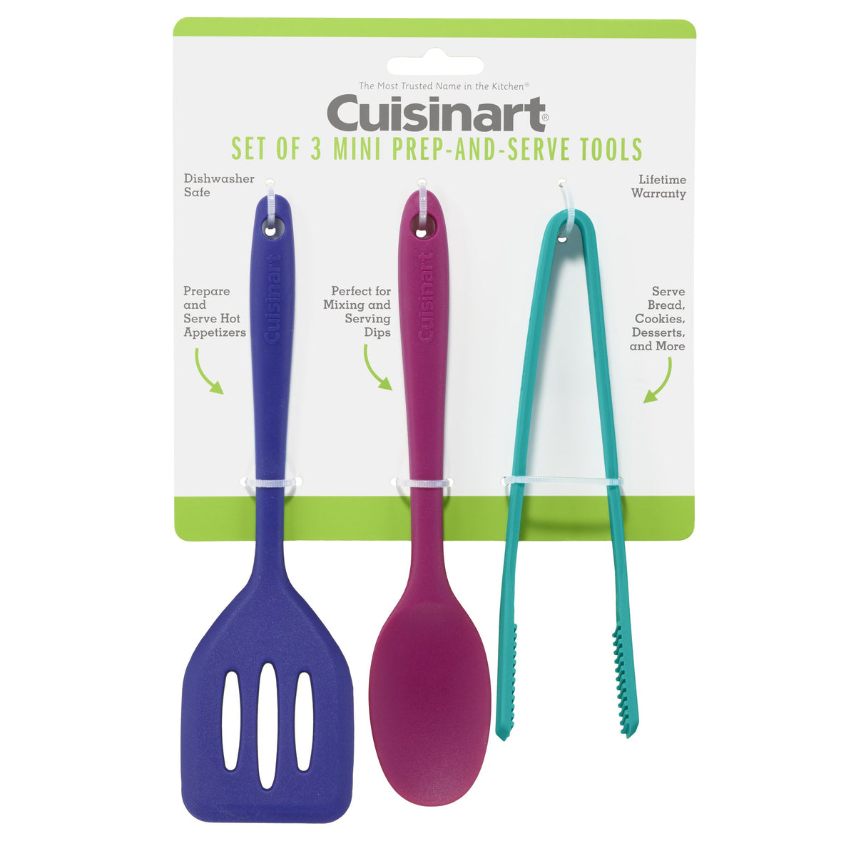 Cuisinart mini prep-and-serve tools set with turner, spoon, and tongs for easy entertaining