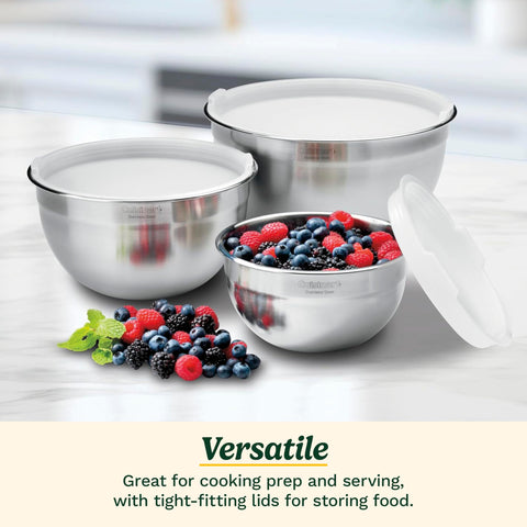 Cuisinart 3-quart mixing bowl ready for prep and versatile recipe tasks.