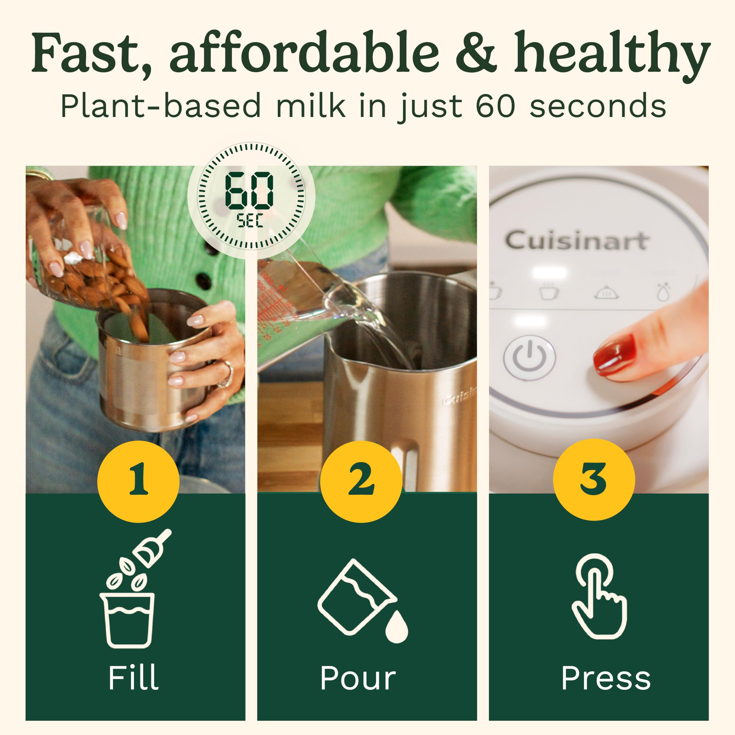 Cuisinart NutSmart blending action for fast, fresh plant milk