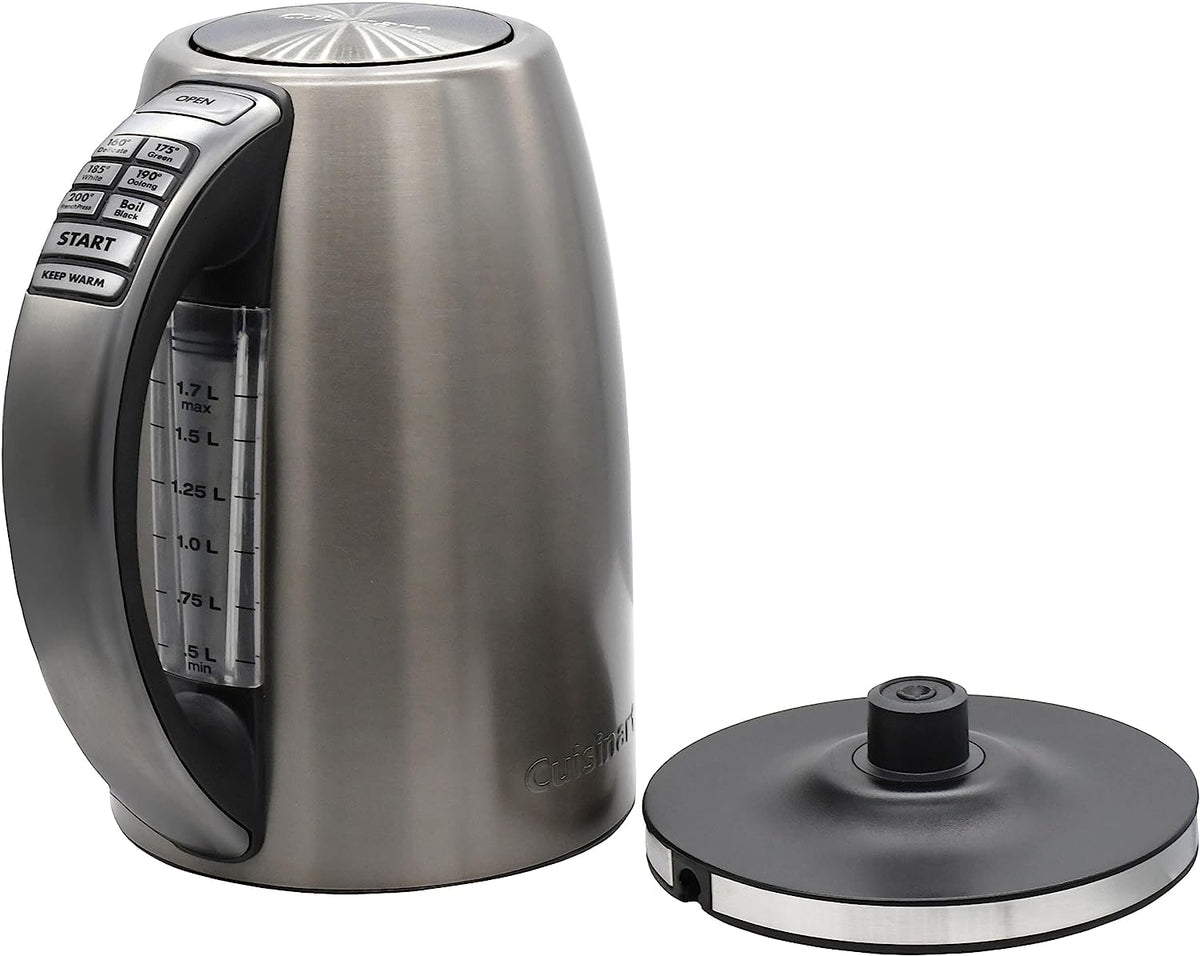 Cuisinart PerfecTemp kettle pouring hot water for precise tea brewing at the right temperature