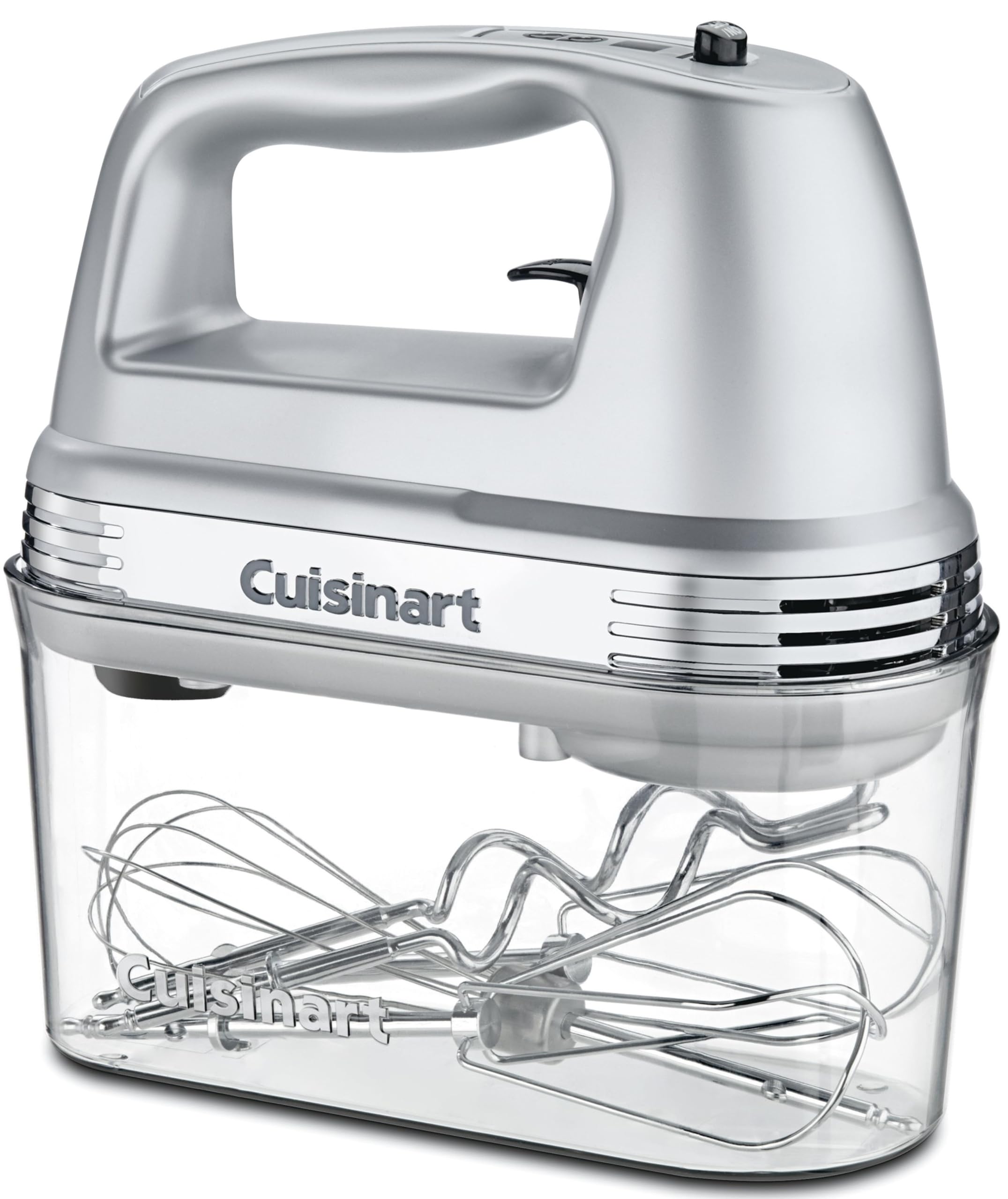 Cuisinart Power Advantage Plus hand mixer in brushed chrome with 9 speeds for versatile mixing.