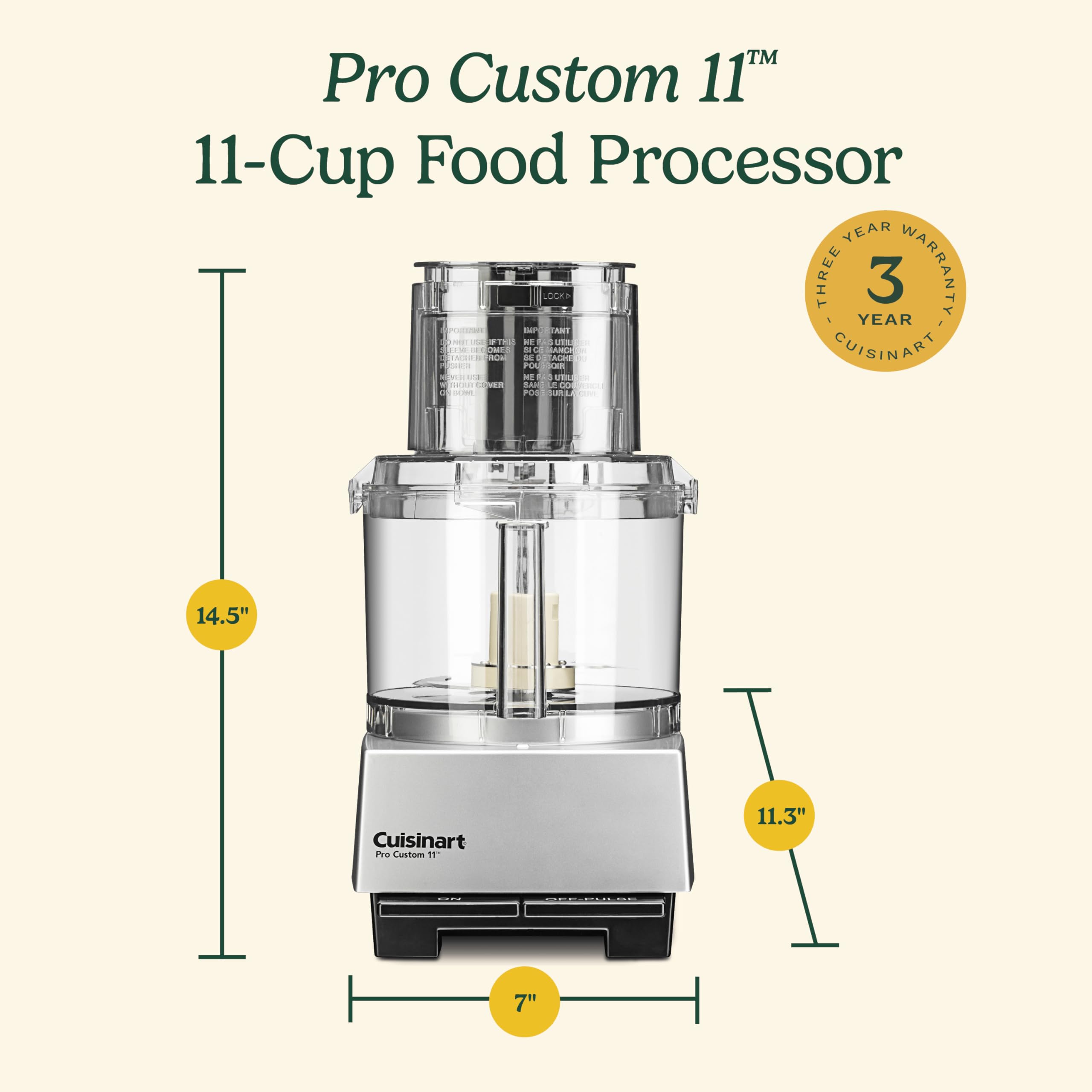 Cuisinart Pro Custom 11-Cup exterior design and controls for durable use.