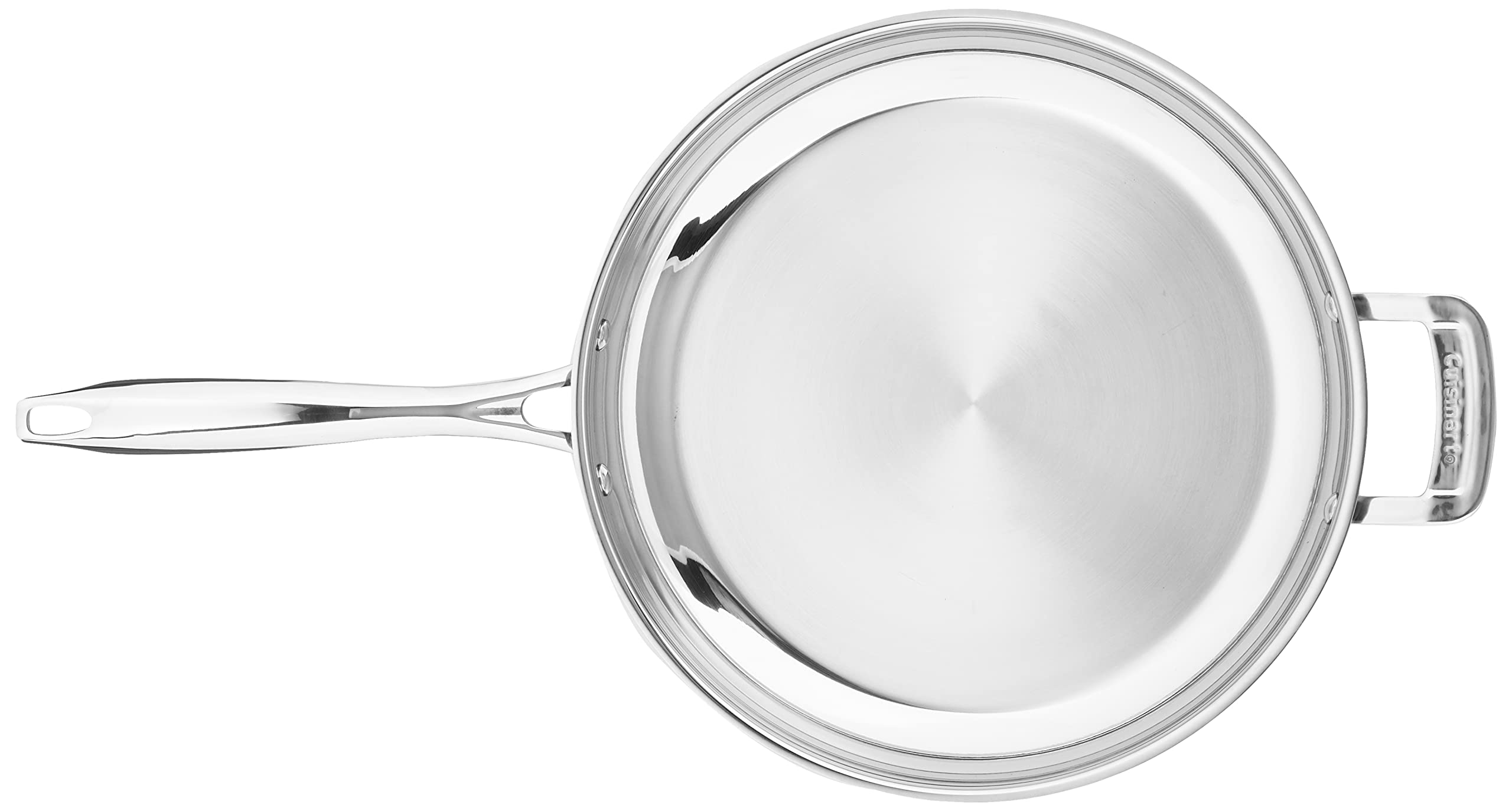 Cuisinart Professional skillet features riveted stainless handles for secure, durable control.