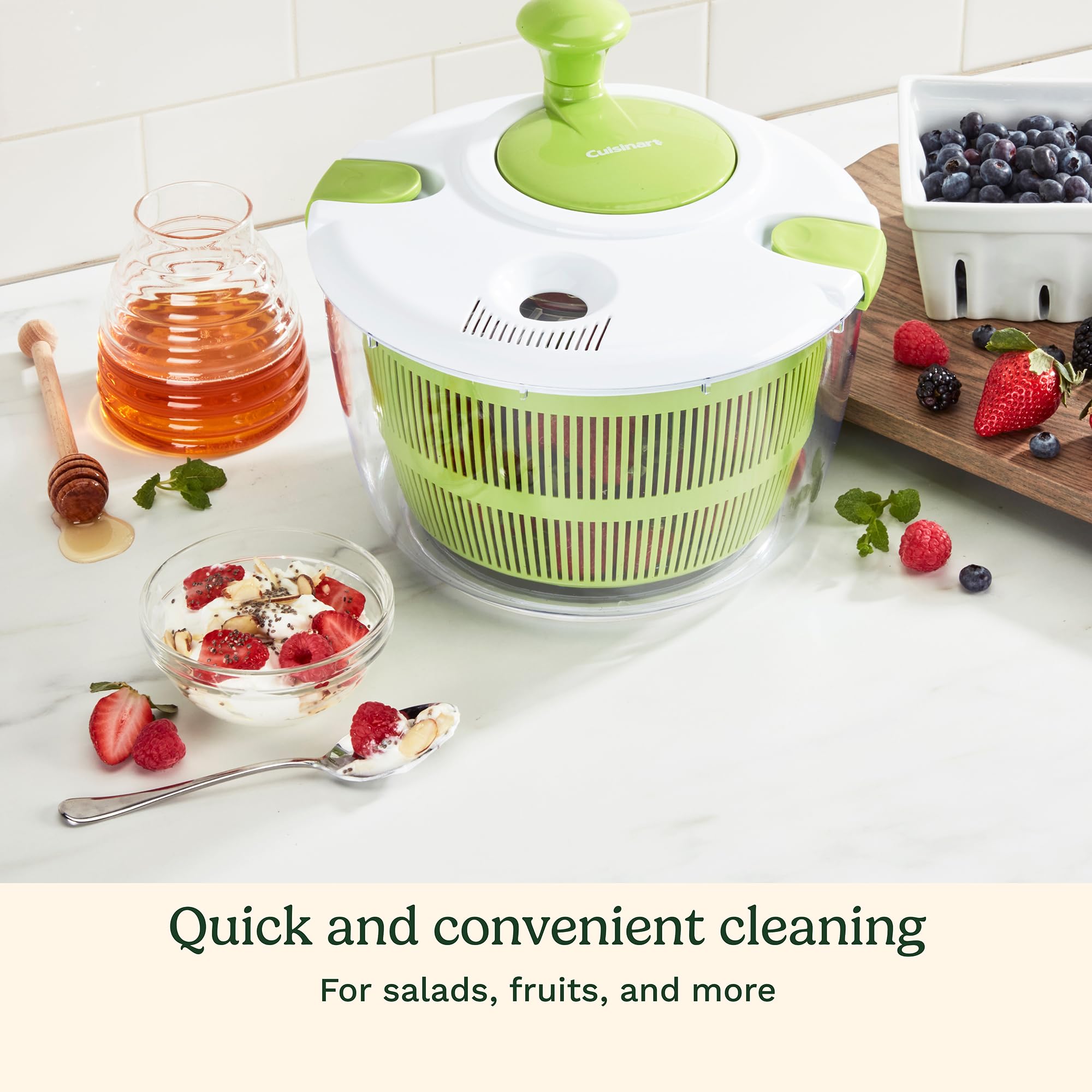 Cuisinart salad spinner spin knob promotes quick, efficient drying of produce