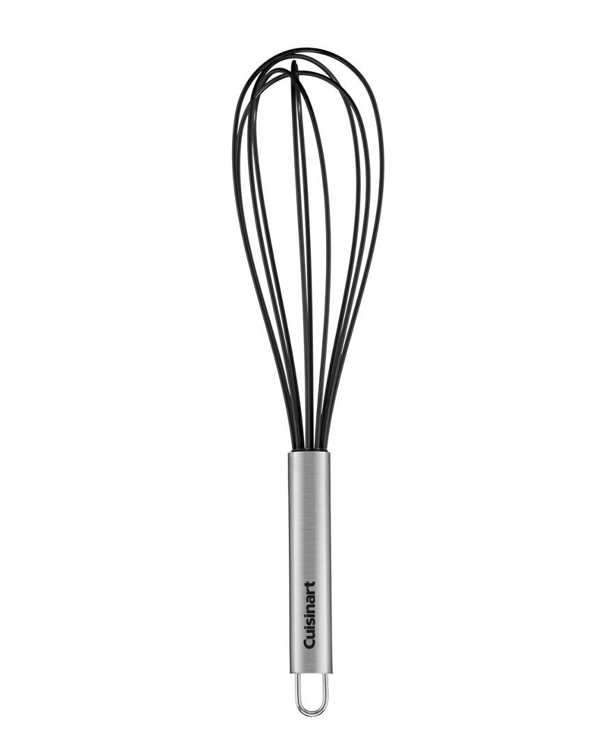 Cuisinart silicone whisk 12-inch black ideal for nonstick cookware and smooth batter mixing.
