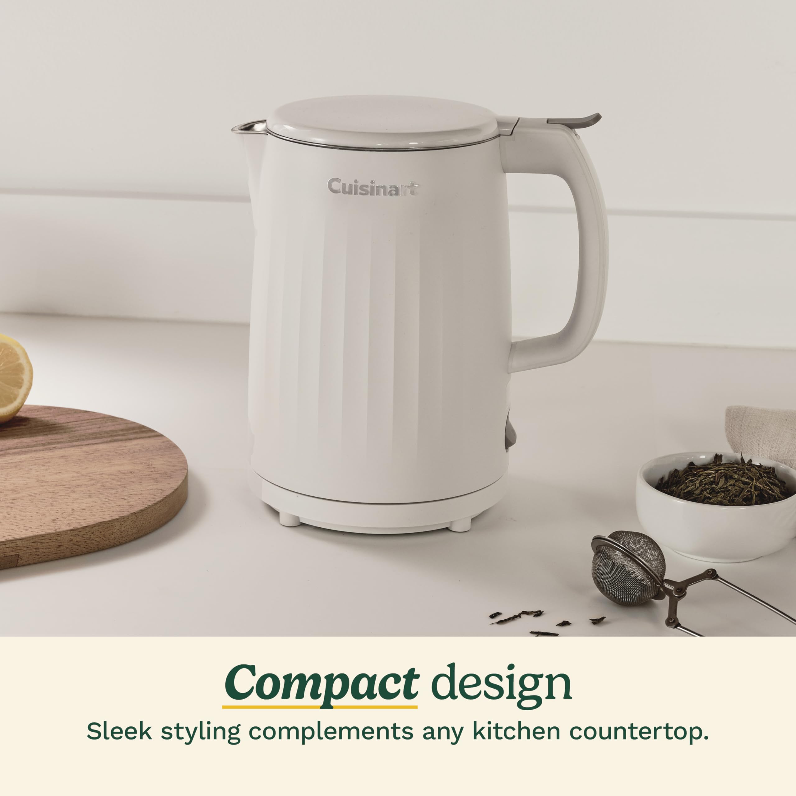 Cuisinart Soho kettle cord storage keeps your countertop tidy.