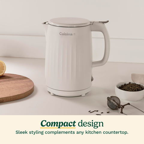Cuisinart Soho kettle cord storage keeps your countertop tidy.