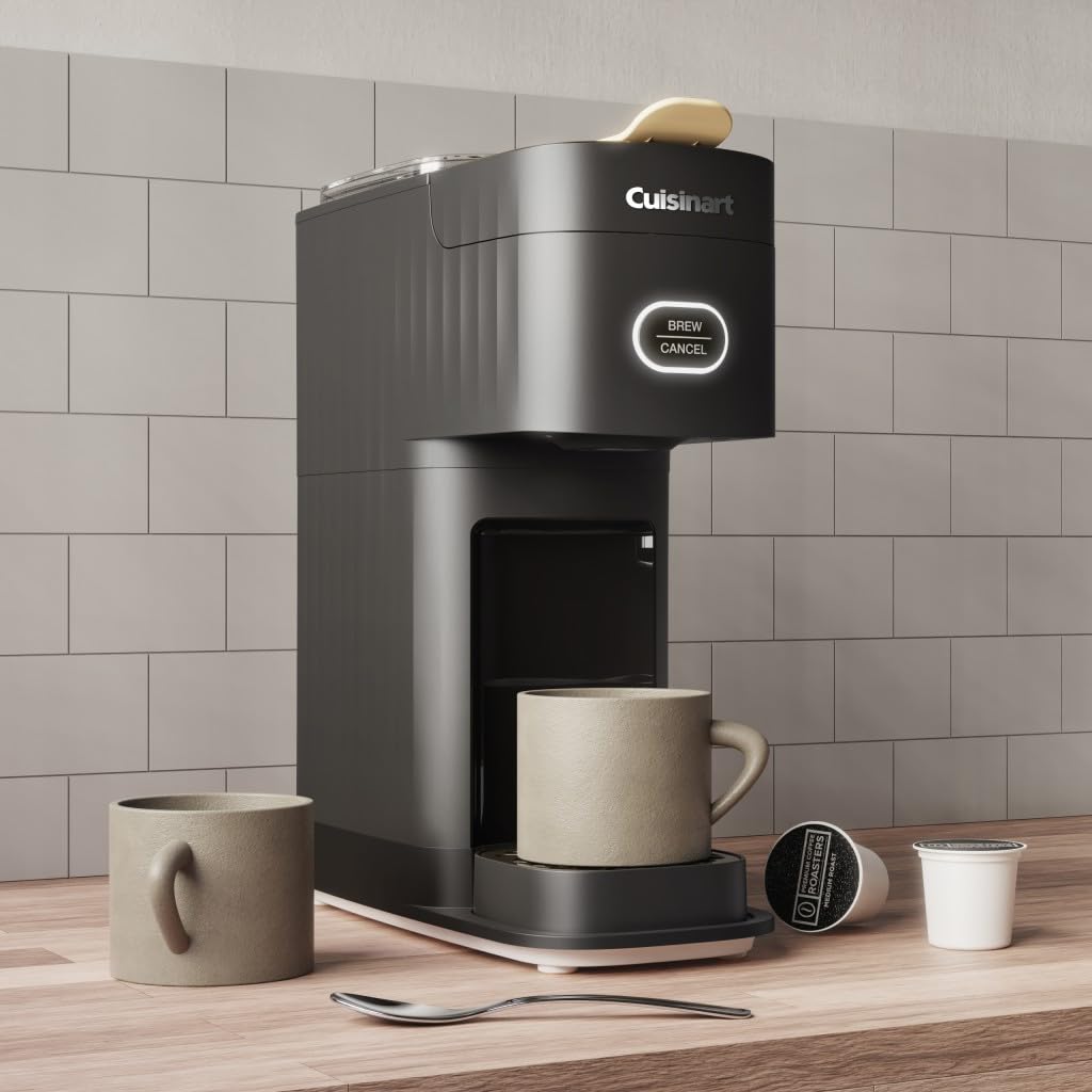 Cuisinart Soho removable 2-stage drip tray fits a 20-ounce travel mug.