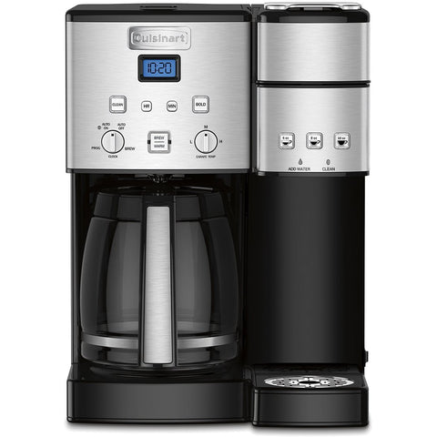 Cuisinart SS-15P1 front view shows dual brewing for single-serve and carafe versatility.