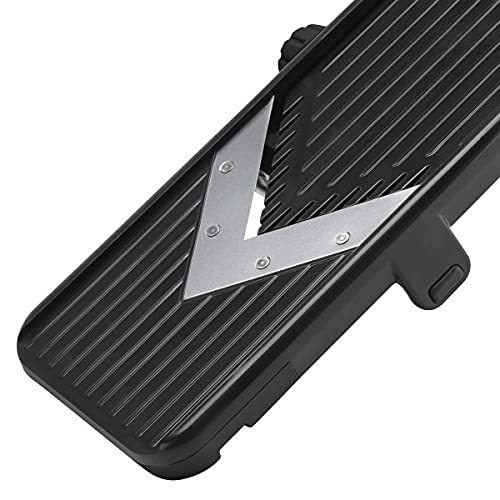 Cuisinart V-Blade Mandoline collapsible stand saves space for easy storage.