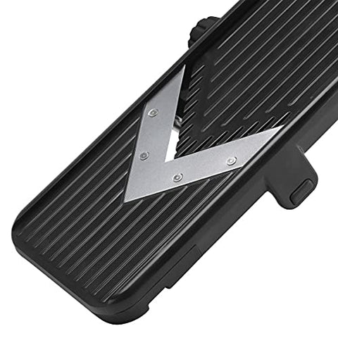 Cuisinart V-Blade Mandoline collapsible stand saves space for easy storage.