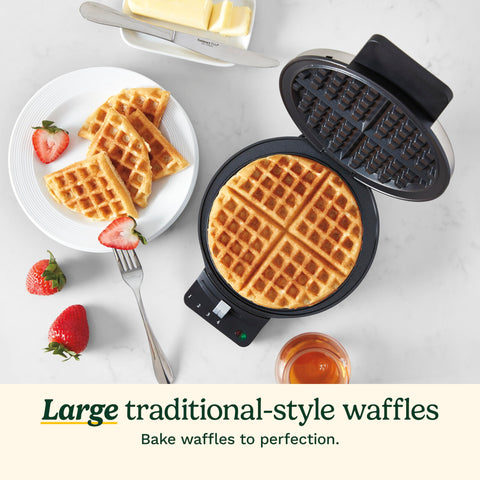 Cuisinart Waffle Maker stands upright for compact counter storage