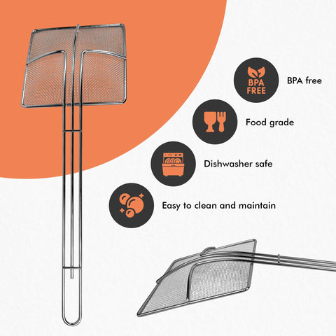 Cuisine Ready long heat-resistant handle provides safe, comfortable frying experience.