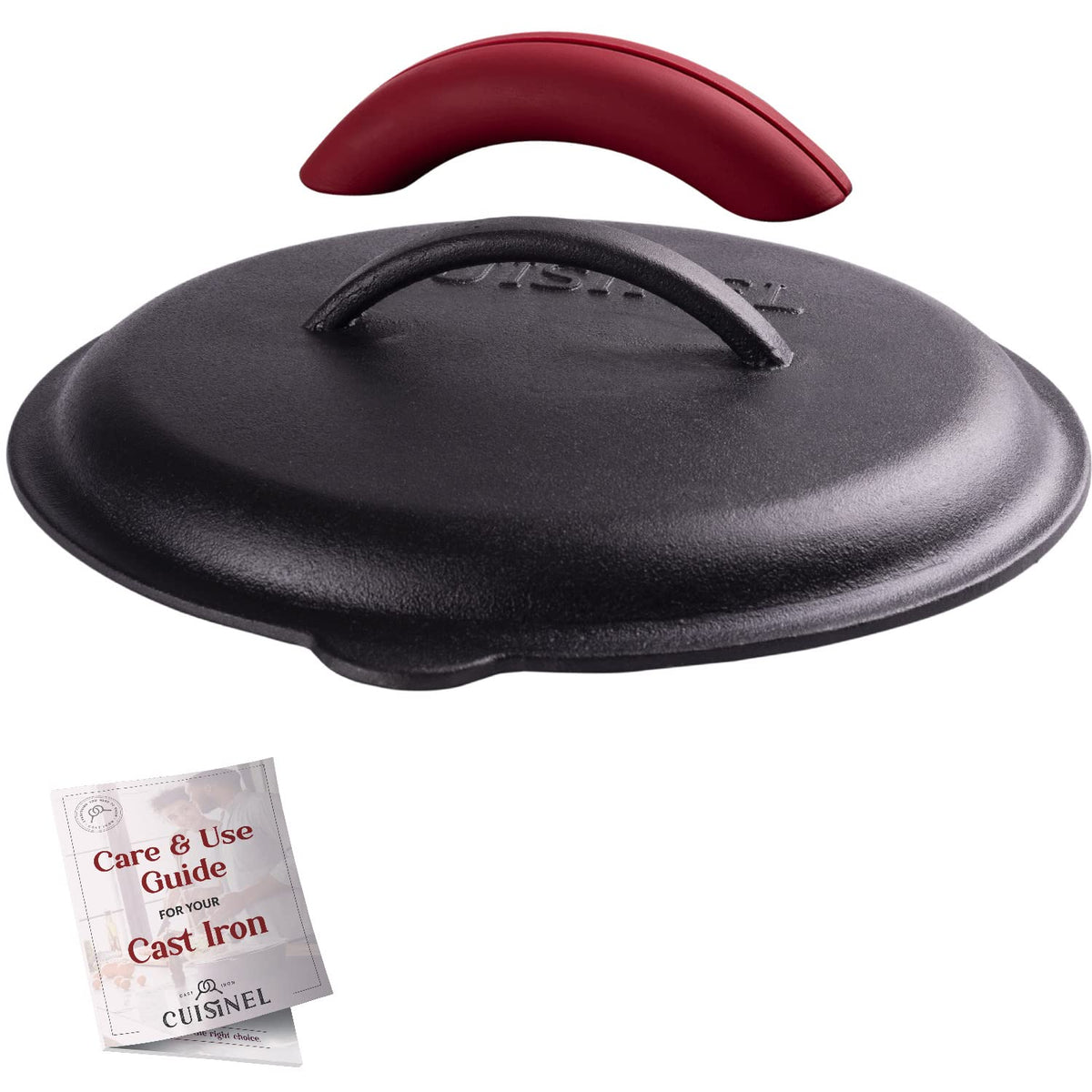 Cuisinel cast iron lid for 10 inch Lodge skillet enhances universal fit and steady heat