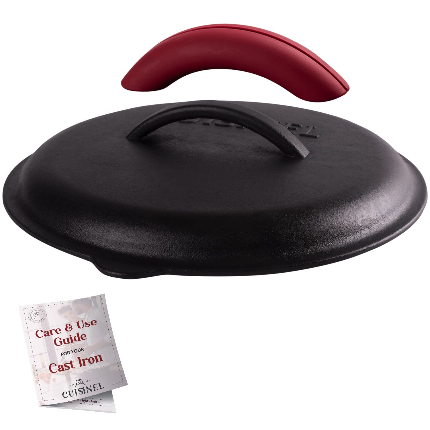 Cuisinel cast iron lid on a 12-inch Lodge skillet for even heat distribution
