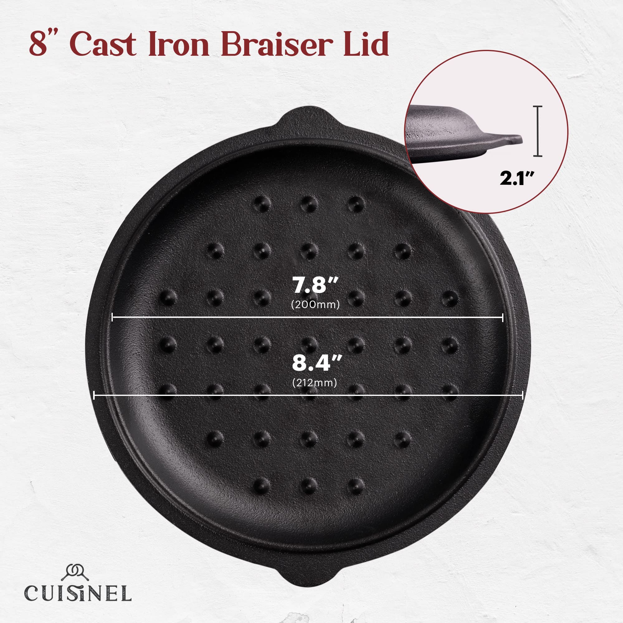 Cuisinel lid with drip-points demonstrates precise heat distribution for braising and simmering.