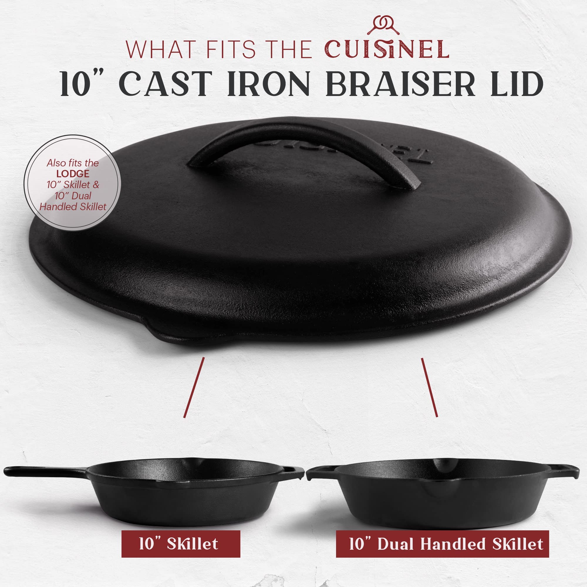 Cuisinel pre-seasoned cast iron lid ready to use and durable