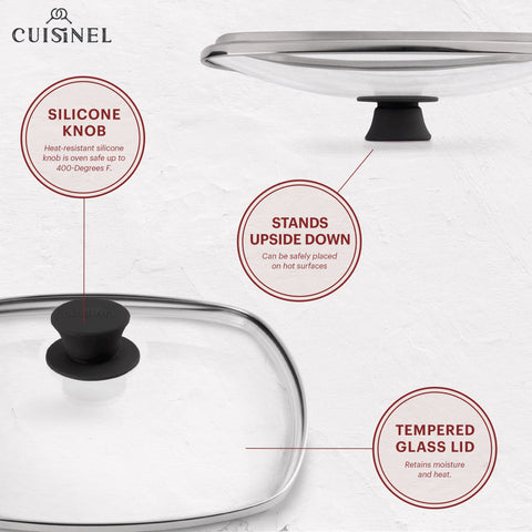 Cuisinel rectangular grill press for even contact and fat reduction