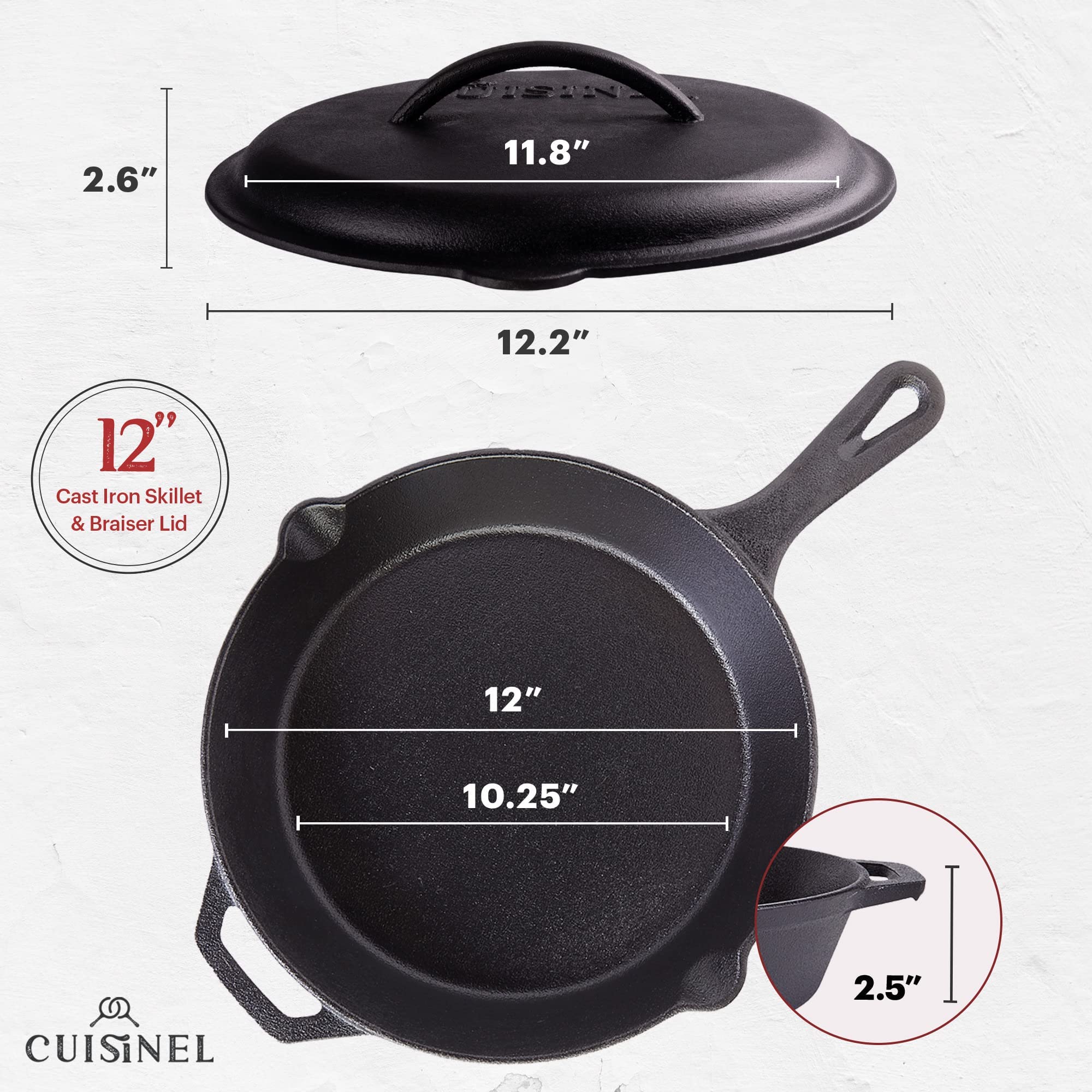 Cuisinel skillet with silicone handle holder for safe, confident grip during cooking