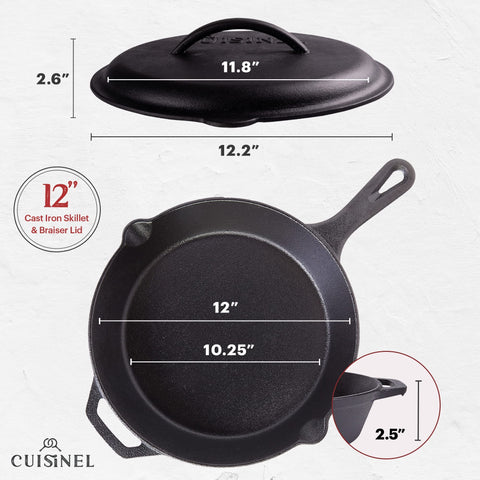 Cuisinel skillet with silicone handle holder for safe, confident grip during cooking